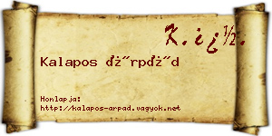 Kalapos Árpád névjegykártya