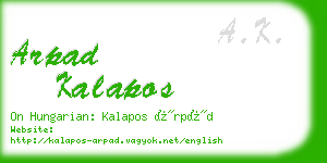 arpad kalapos business card